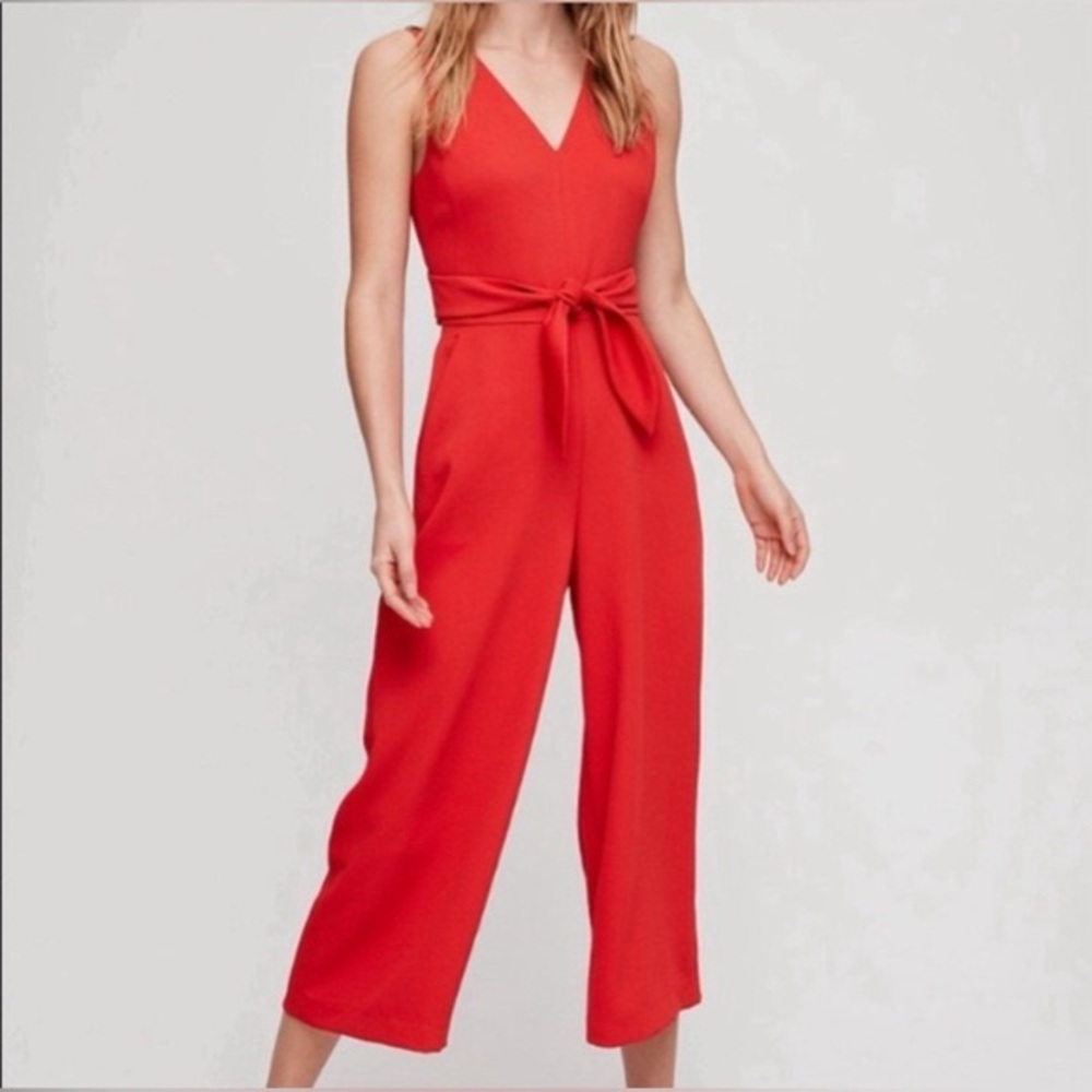 Aritzia Wilfred Ecoulement Red Tie Front Jumpsuit - Size 4